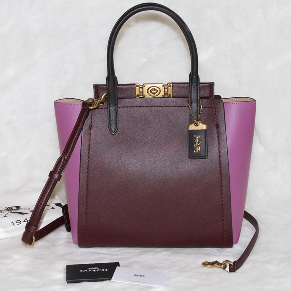NWT Coach 1941 Troupe Tote In Colorblock in Cranberry Multi - Picture 3 of 8